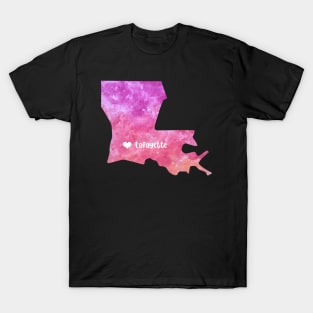 lafayette louisiana state map watercolor Watercolour Baton Rouge nola T-Shirt